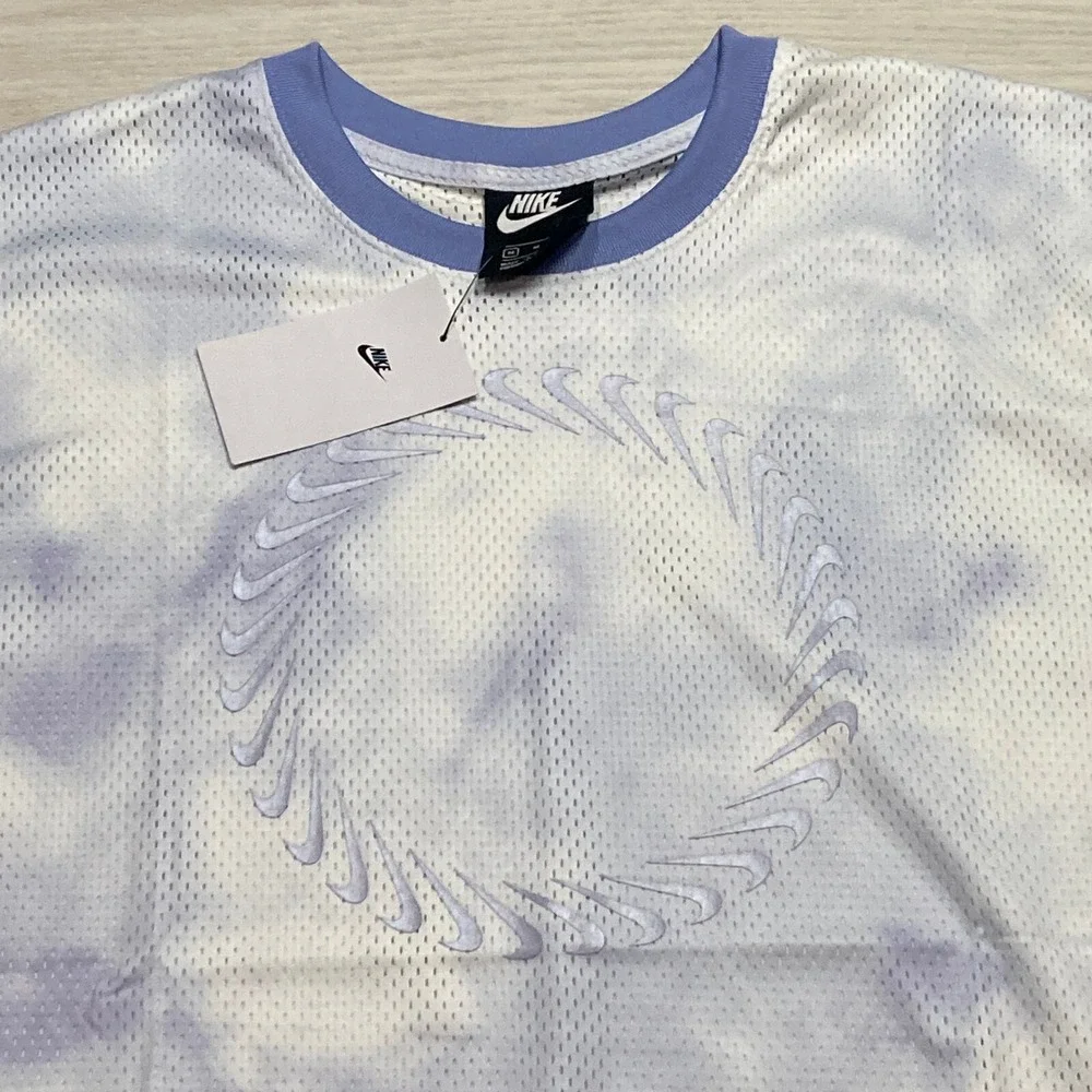 Nike Womens Sportswear Icon Clash Mesh Crop Tie Dye Shirt Size Medium DQ2914-569